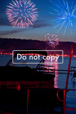 Fireworks at dusk
